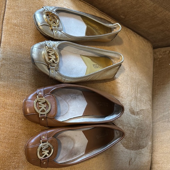 Michael Kors Women's Gold and Brown Flats - Picture 1 of 7